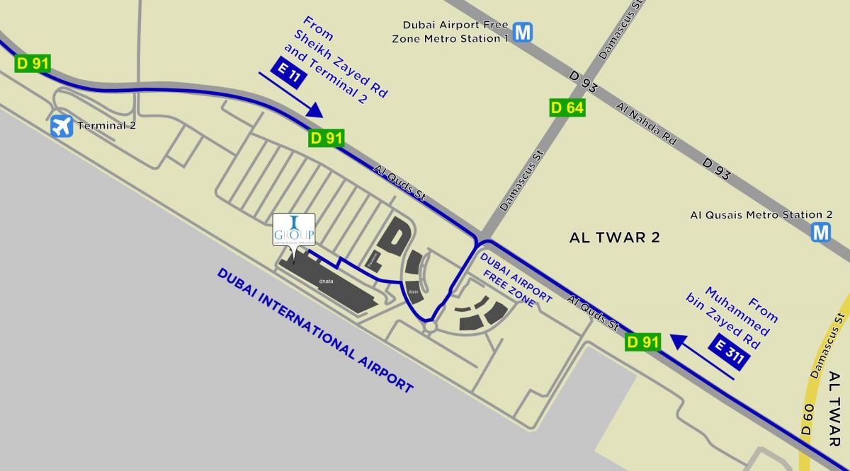 mapa do aeroporto de Dubai zona libre