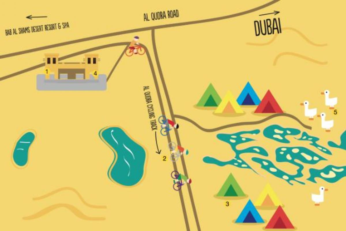 mapa de Al Qudra Lago ruta