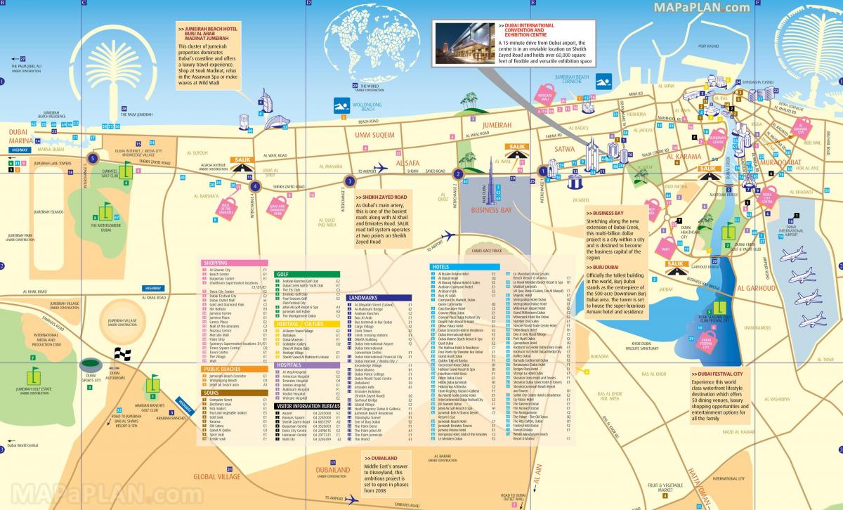 mapa de Dubai centro da cidade