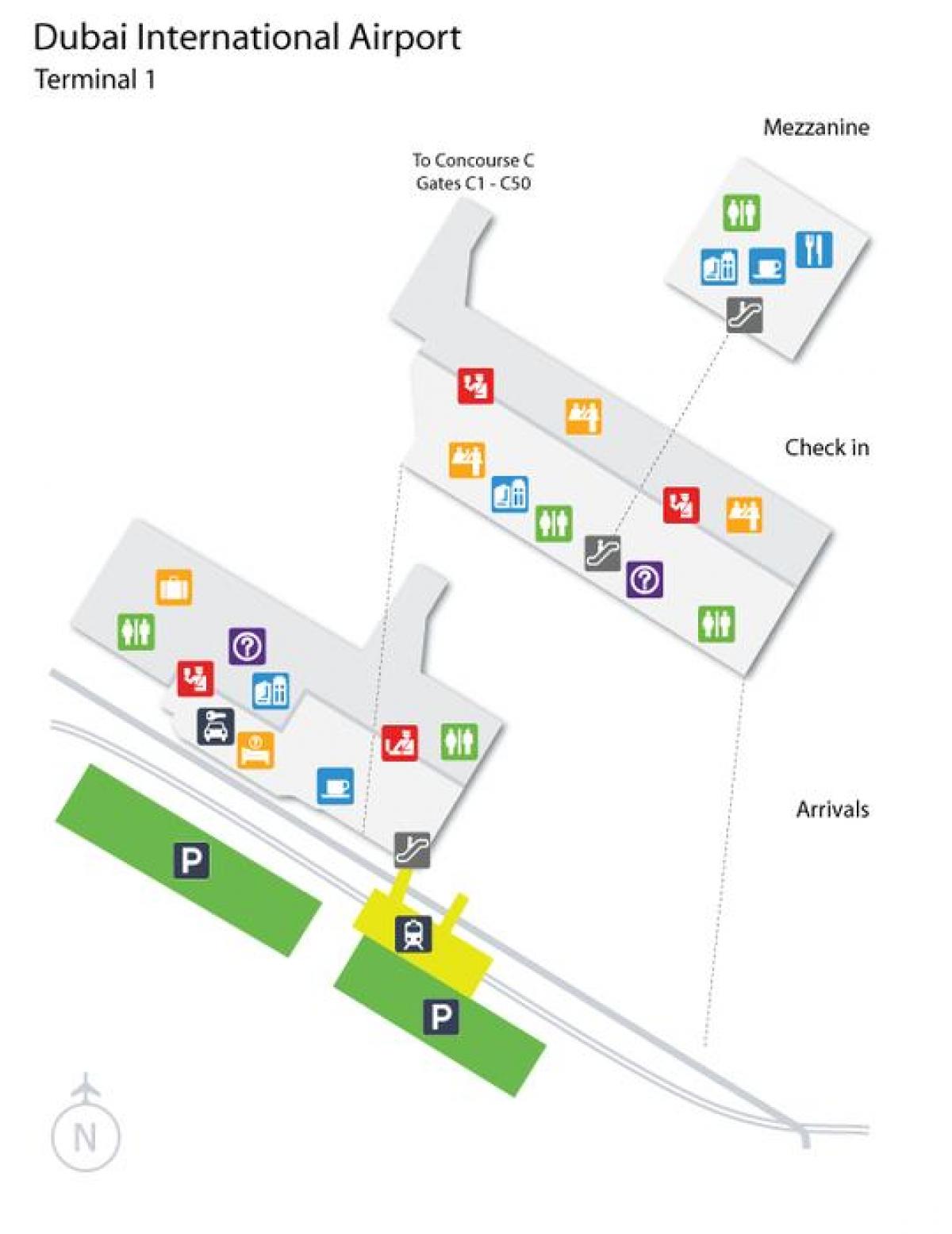 Dubai airport terminal 1 mapa de localización