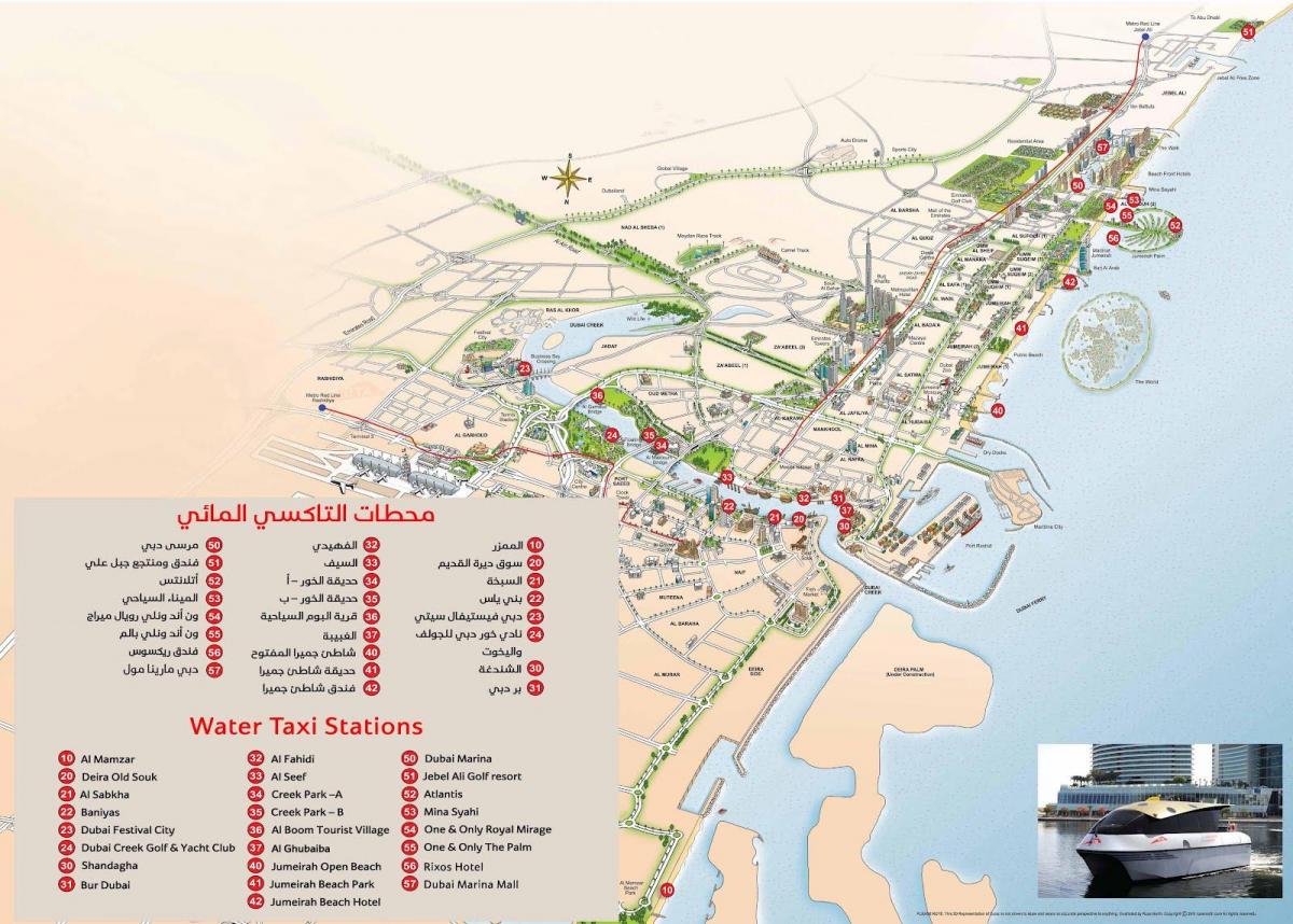 Dubai auga taxi mapa da ruta