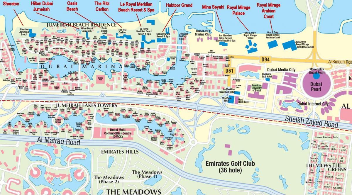 Dubai marina mapa coa construción de nomes