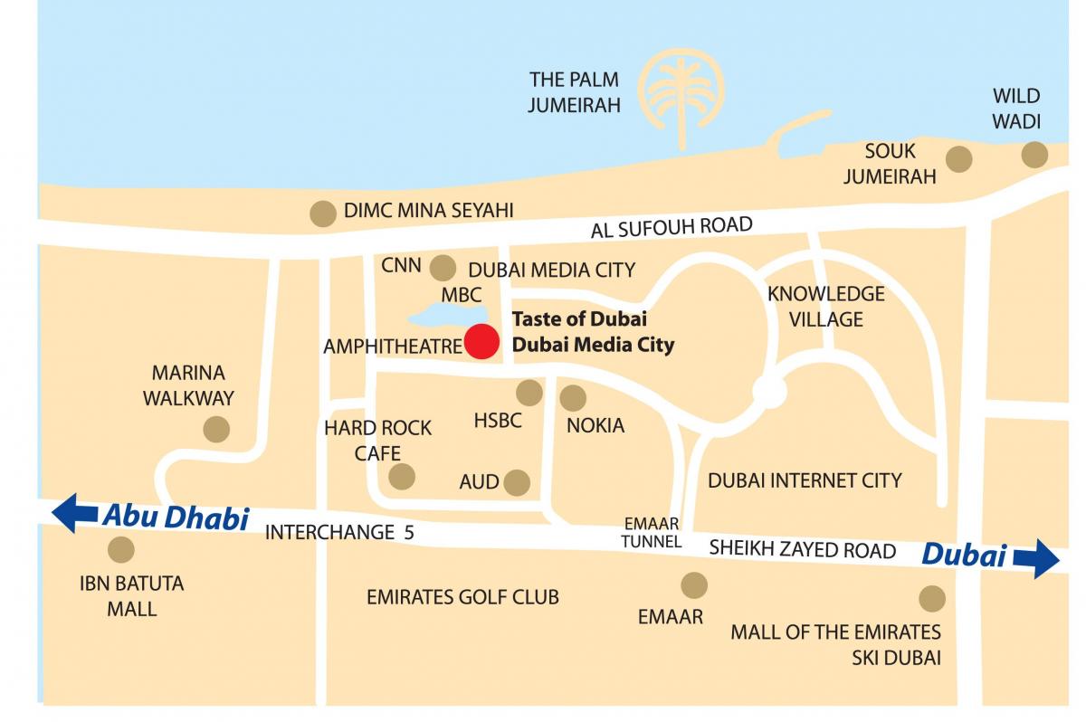 Dubai medios de comunicación da cidade mapa de localización