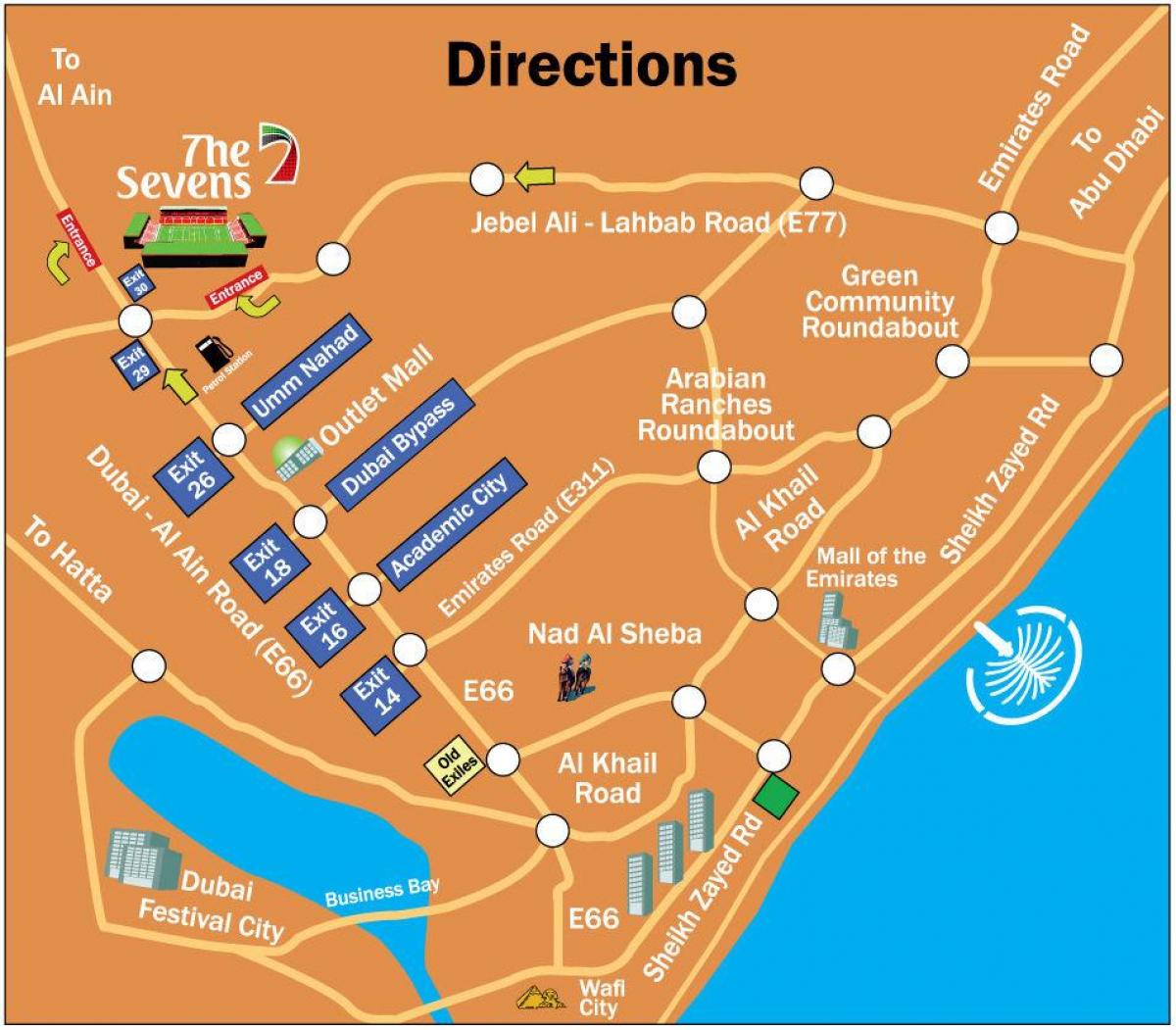 rugby Sevens Dubai mapa de localización