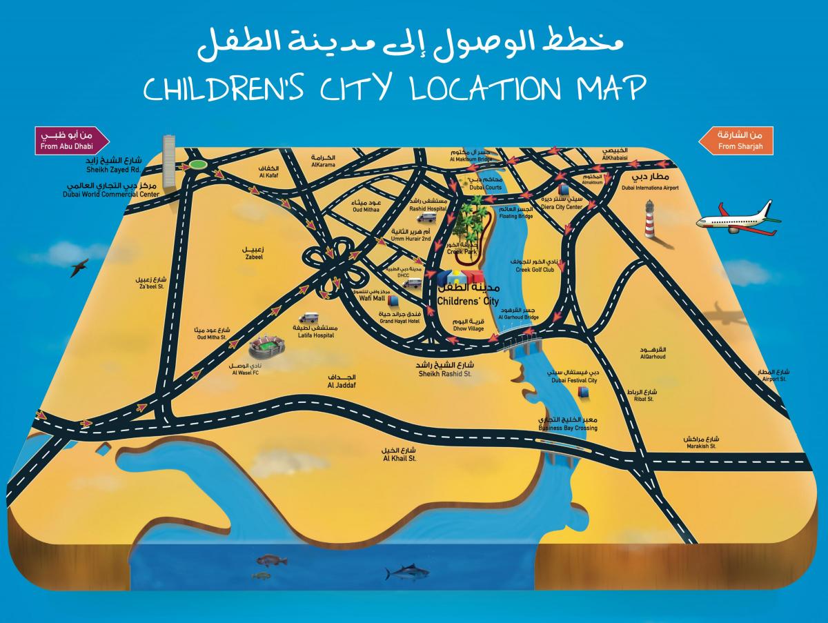mapa de Nenos da cidade de Dubai