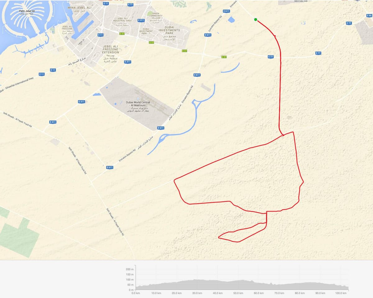Al Qudra ciclo camiño mapa de localización