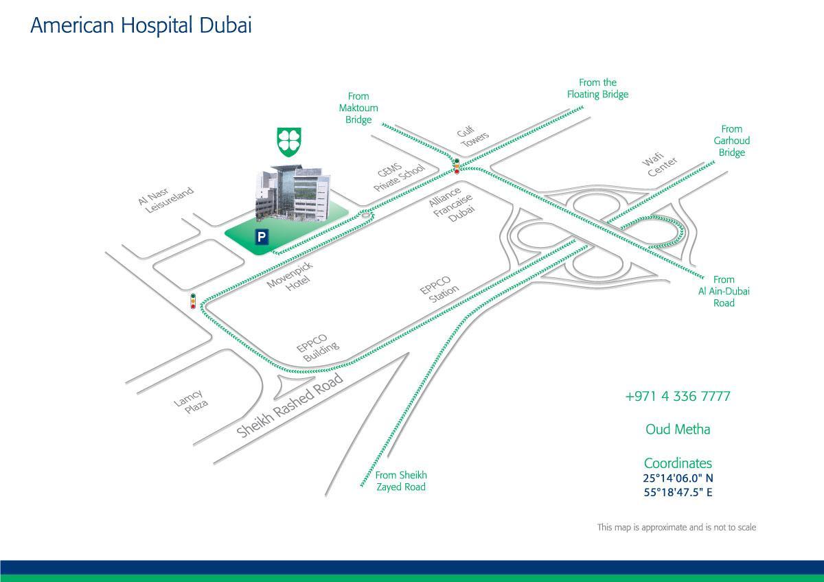 mapa de estados Americanos hospital Dubai