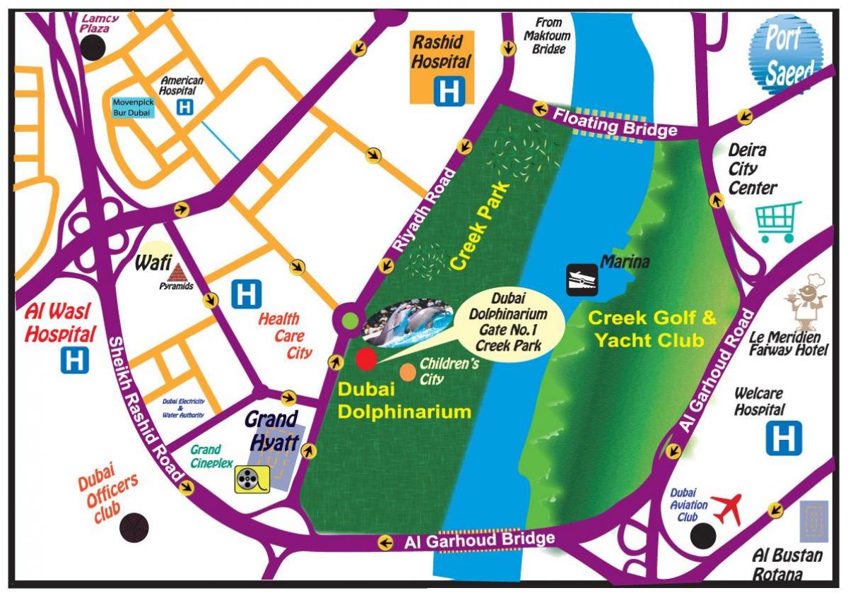 Concerto de golfiños Dubai mapa de localización