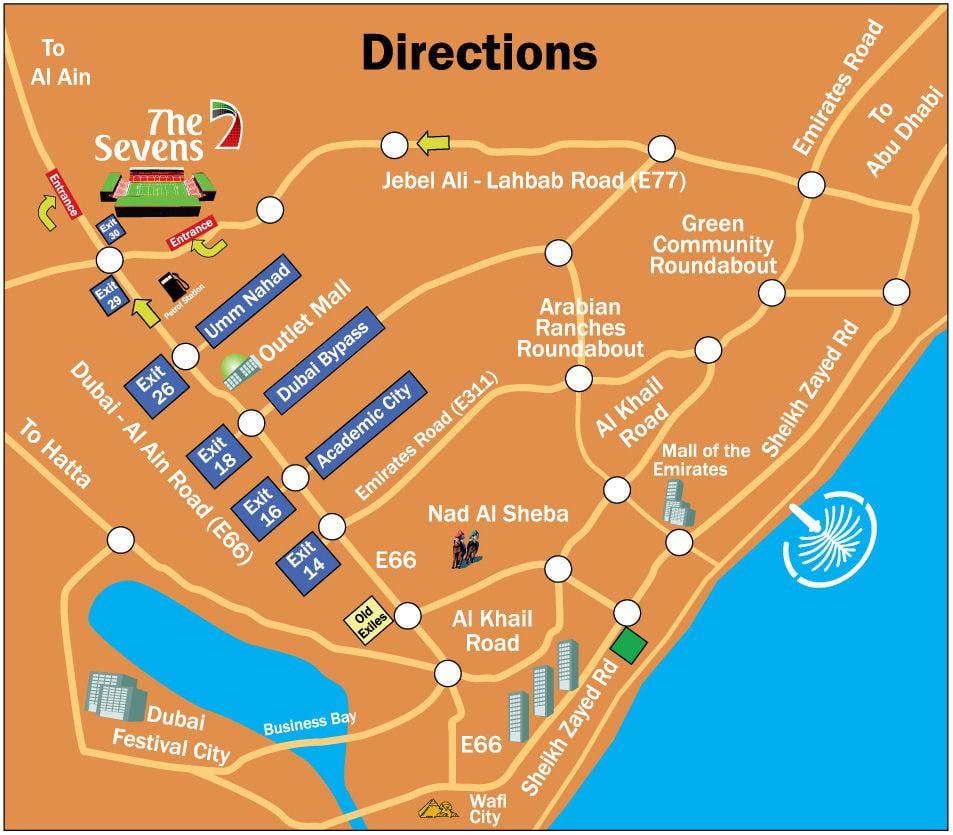 rugby Sevens Dubai mapa de localización
