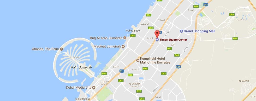 mapa de Times Square Centro Dubai