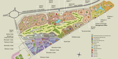 Arabian granxas de búfalos Dubai mapa de localización