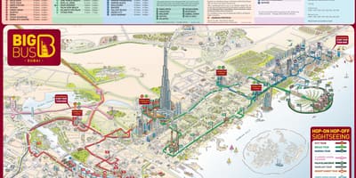Dubai mapa con atraccións turísticas