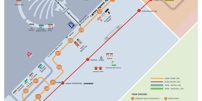 Mapa de Dubai tranvía