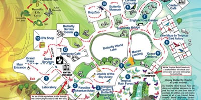 Dubai xardín de bolboretas mapa de localización